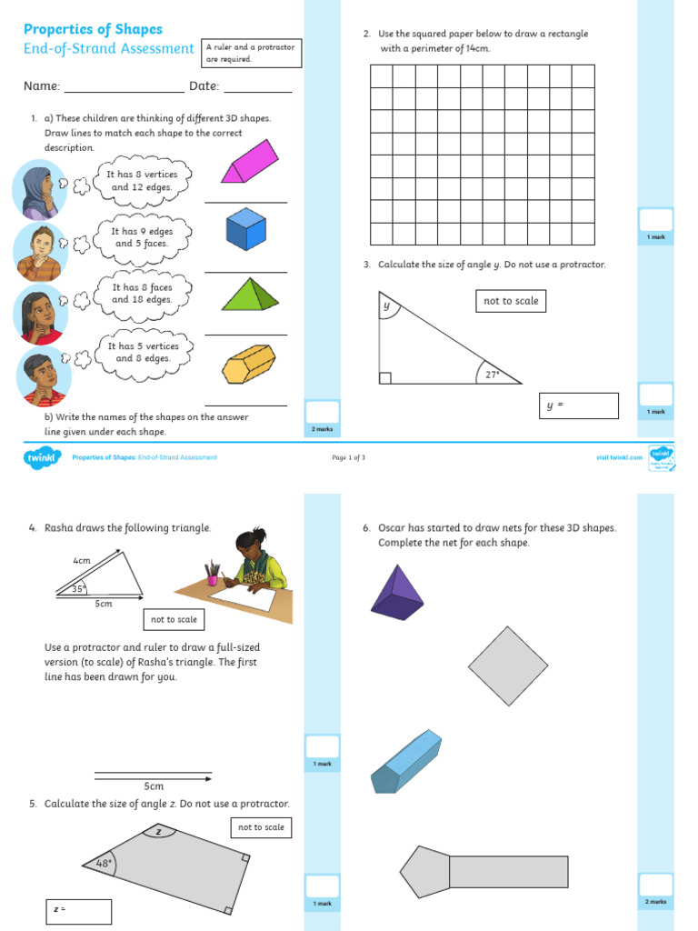 3D Shapes and Spatial Properties Assessment | PDF | Shape | Circle