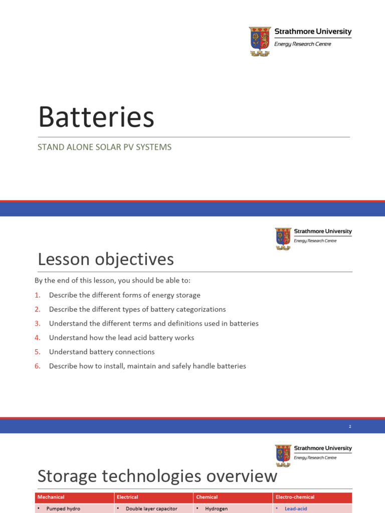 Battery Storage Systems Overview | PDF | Lithium Ion Battery ...