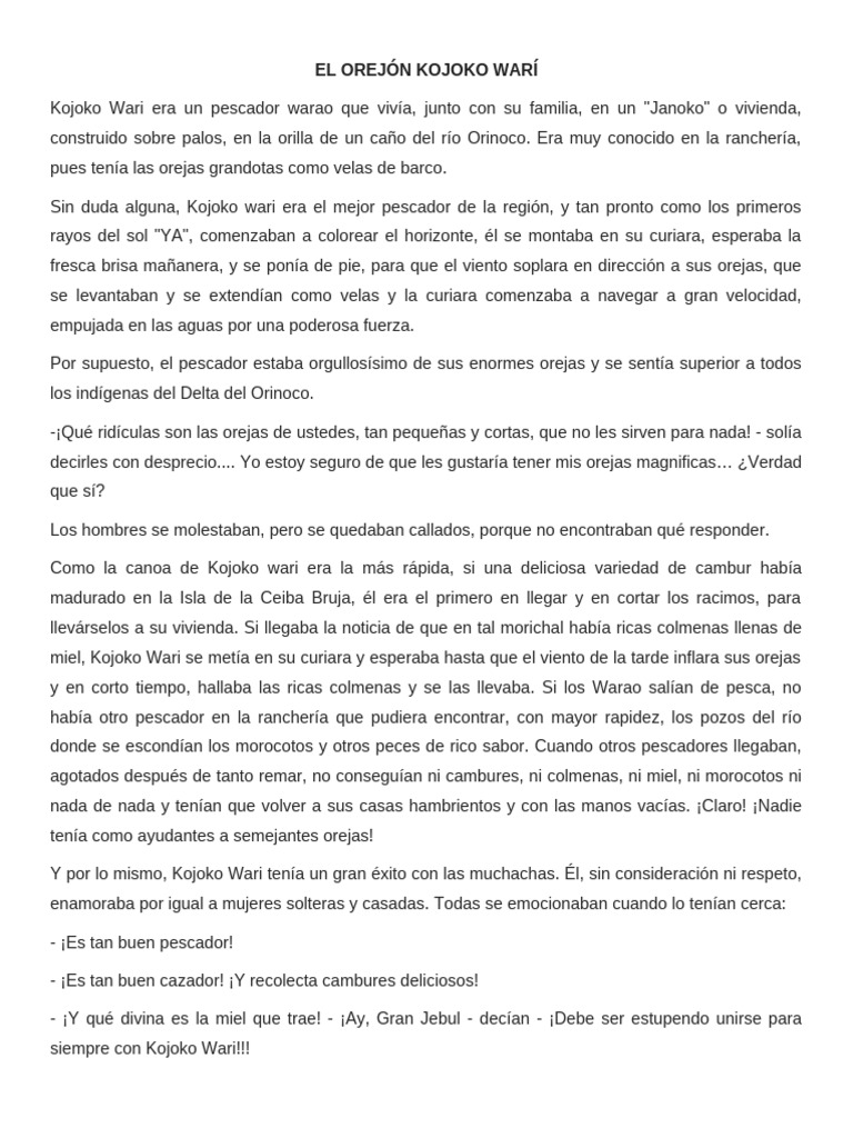 El orejón Kojokowari | PDF