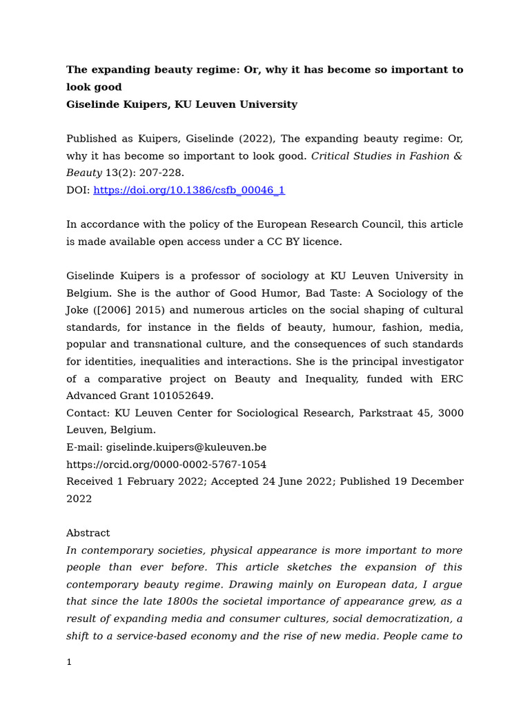 Kuipers - The Expanding Beauty Regime - Repository | PDF | Beauty ...