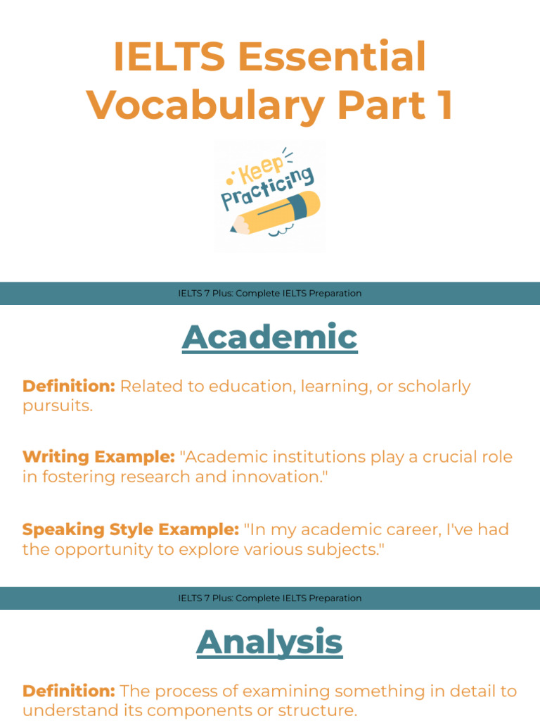 IELTS 7 Plus: Essential Vocabulary Guide | PDF | International English ...