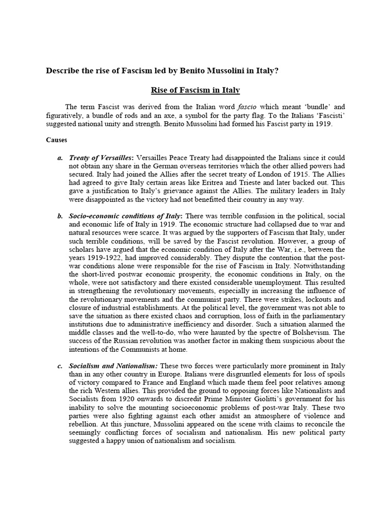 Rise of Fascism | PDF | Fascism | Benito Mussolini
