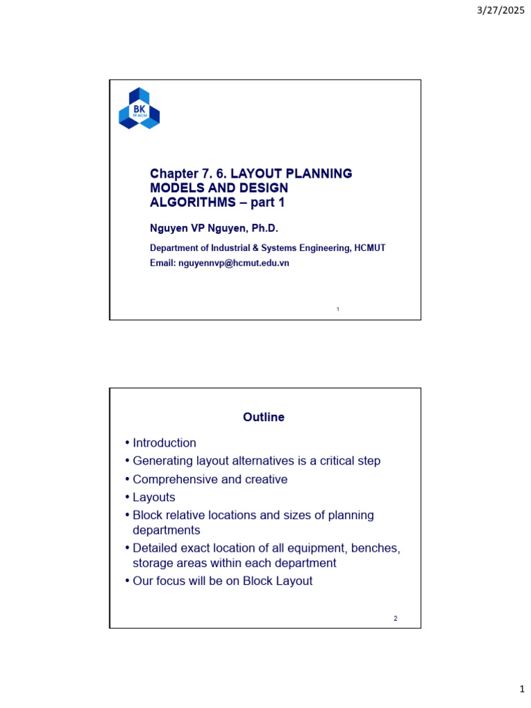 Chapter 7 LAYOUT PLANNING MODELS AND DESIGN ALGORITHMS V1 | PDF | Space ...