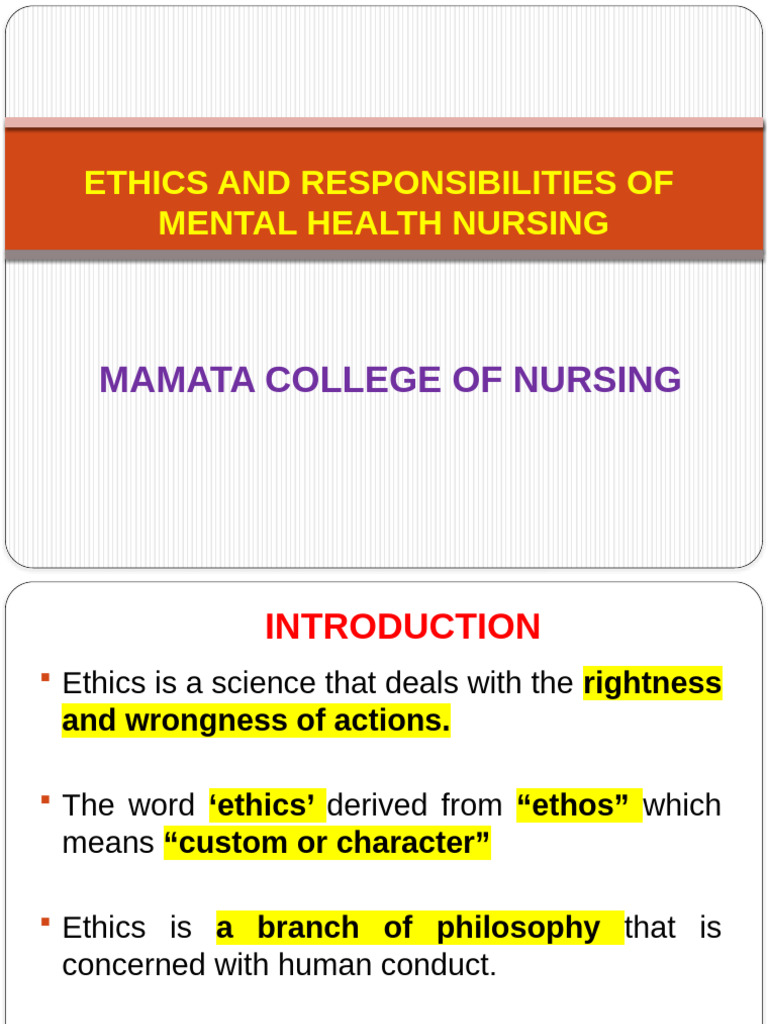 Ethics in Mental Health Nursing | PDF | Psychiatry | Autonomy