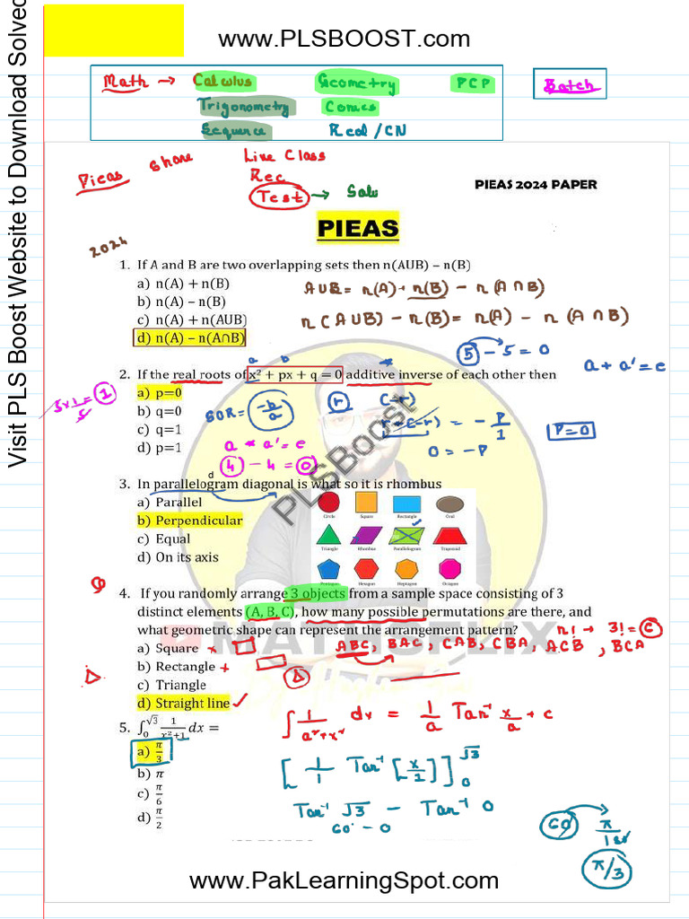 PIEAS Entry Test Past Papers PDF | PDF