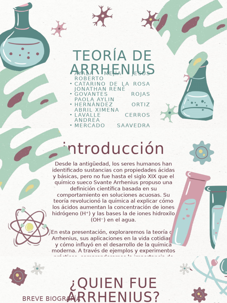 Teoría de Arrhenius: Ácidos y Bases | PDF | Ácido | Ácido clorhídrico