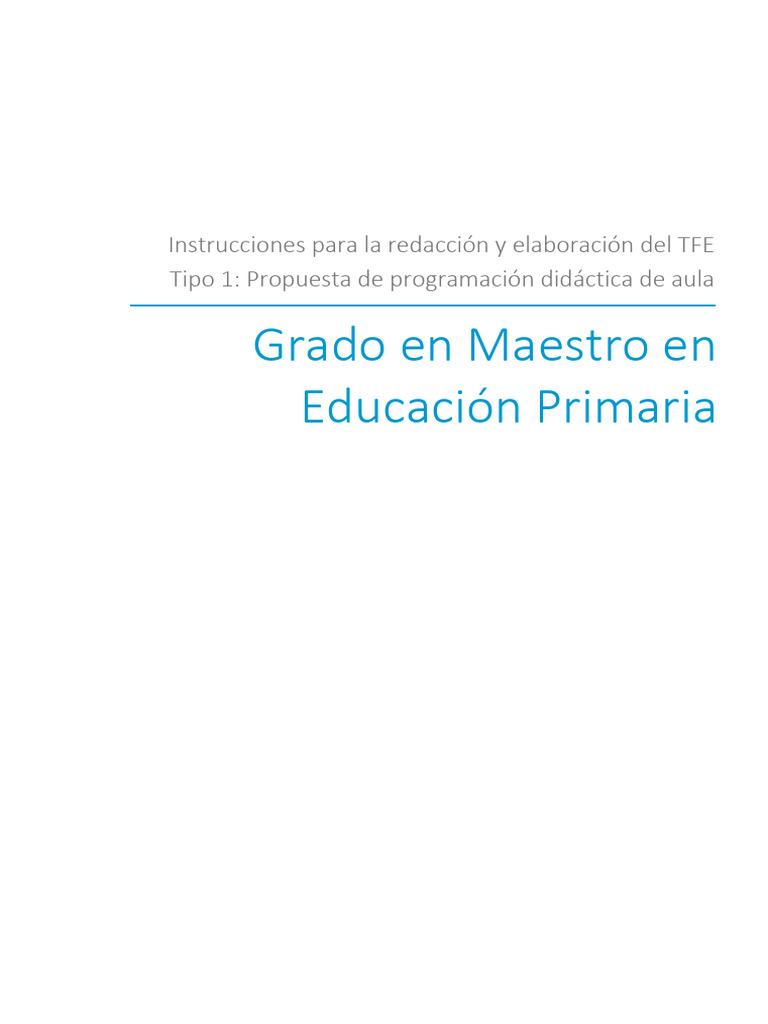 Instrucciones para el TFE en Educación Primaria | PDF | Plan de ...