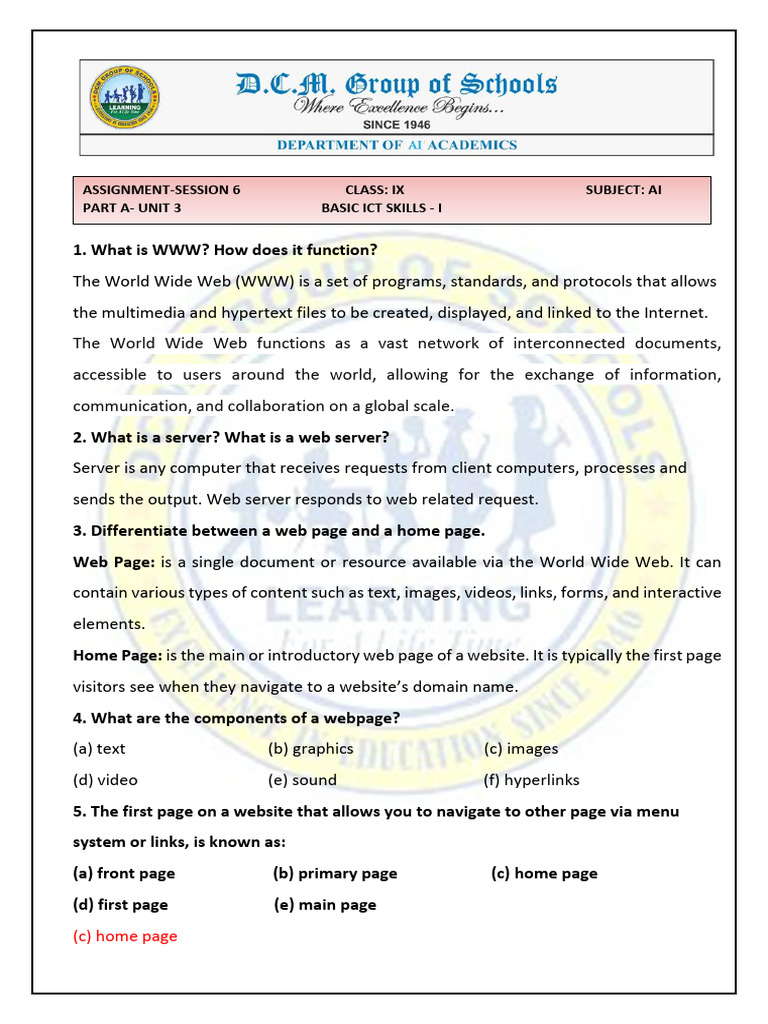 Part-A Unit-3 Session 6 | PDF | World Wide Web | Internet & Web