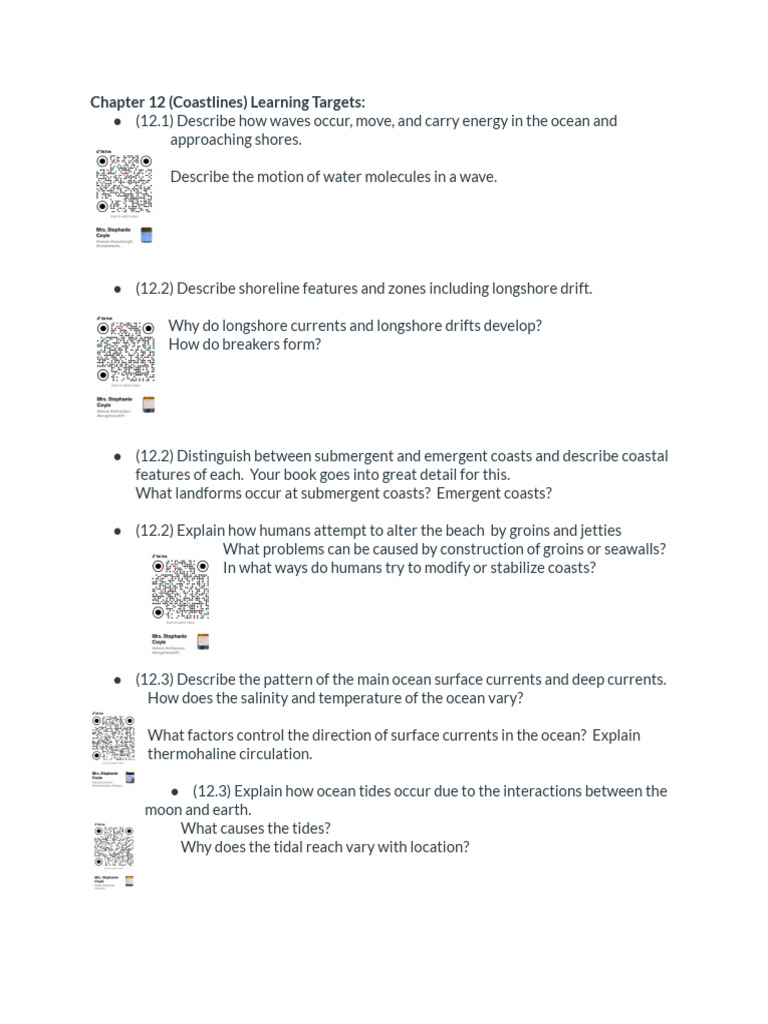Exam+5+ (CH +12+-+14) +LOs+&+Study+Guide | PDF | Glacier | Coast