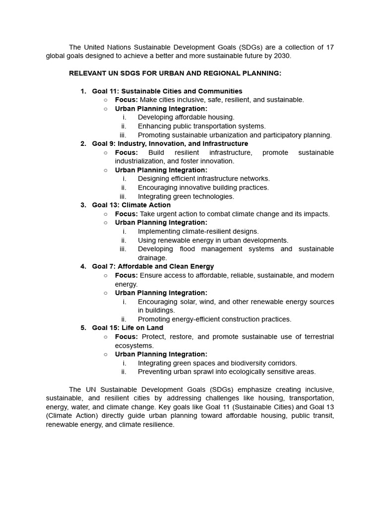 UN SDGs for Sustainable Urban Planning | PDF | Sustainability ...