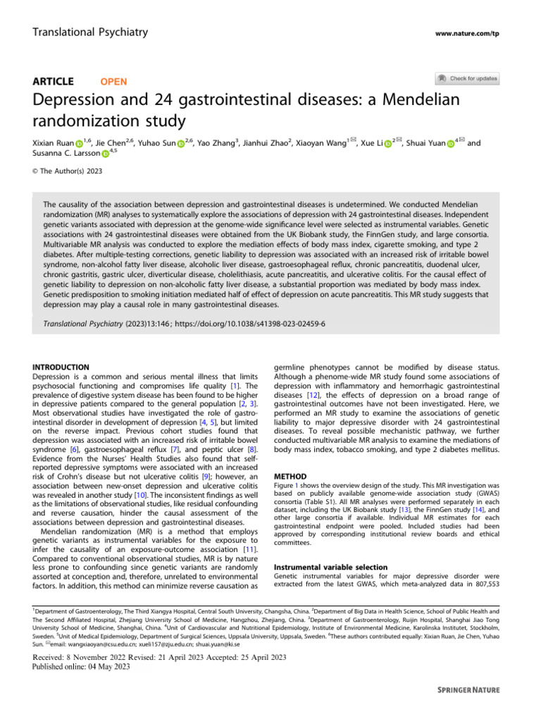 Depression's Impact on GI Diseases | PDF | Inflammatory Bowel Disease ...