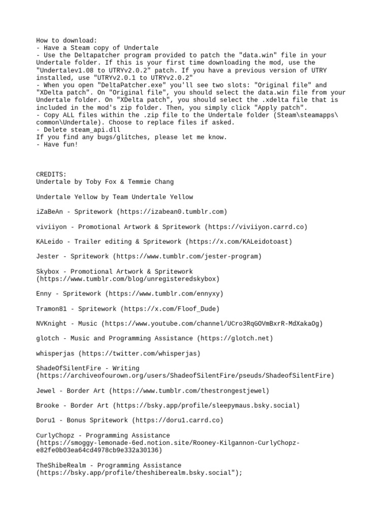 Deltapatcher Guide for Undertale Mods | PDF