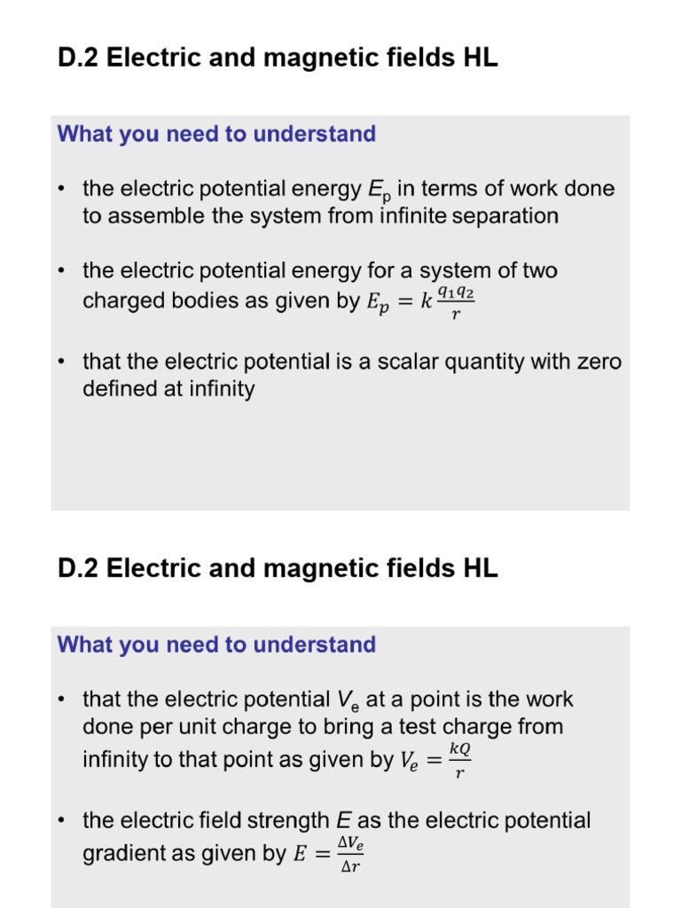 D.2-Electric-and-magnetic-fields-HL - PPTX 2 | PDF | Electric Field ...