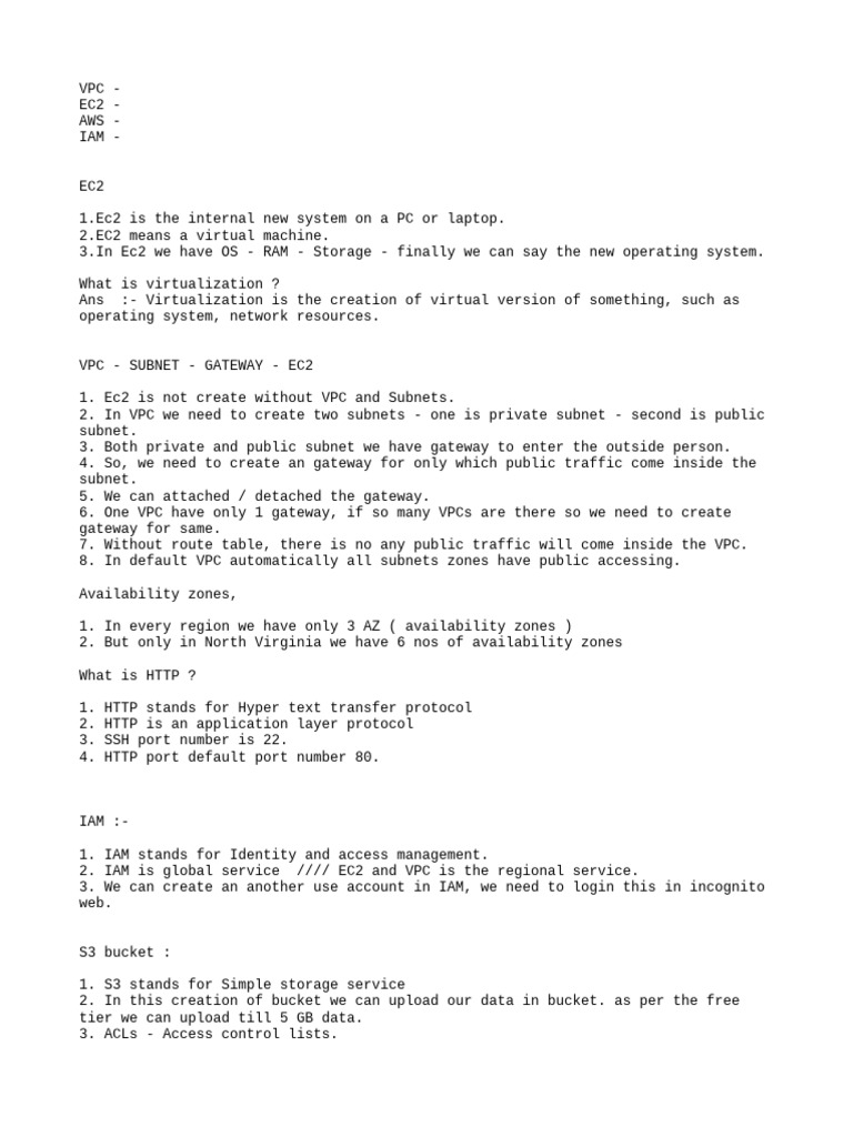 AWS EC2, VPC, IAM, and S3 Overview | PDF | Gateway (Telecommunications ...