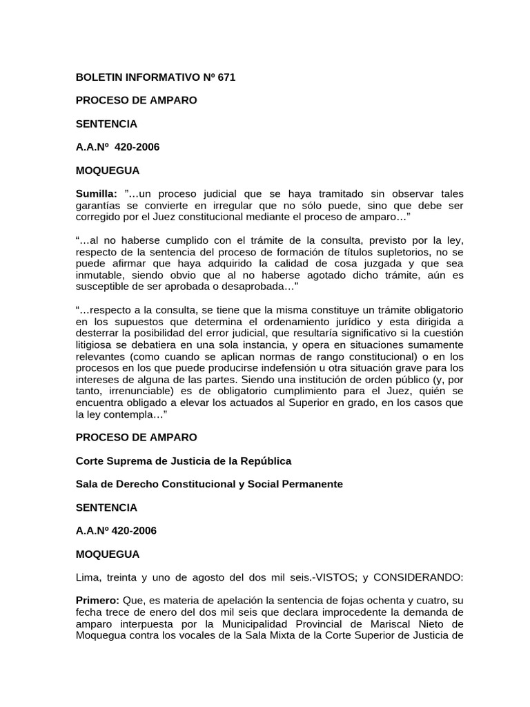 Proceso de Amparo | PDF | Debido al proceso | Judicaturas