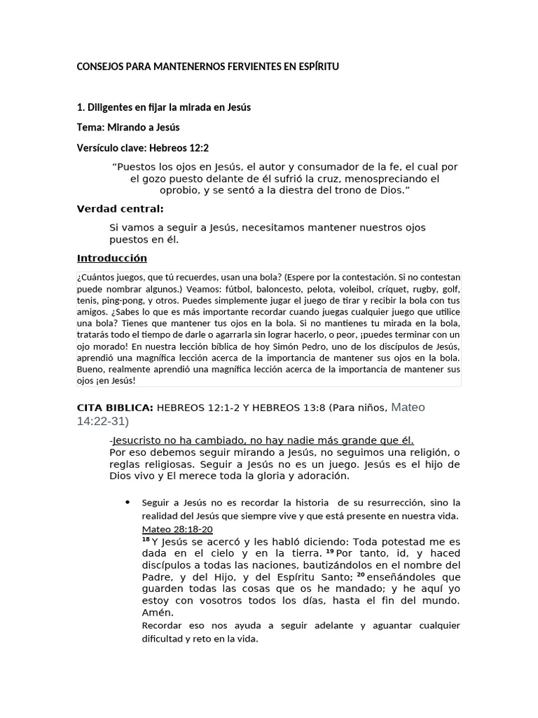 Consejos Para Mantenernos Fervientes en Espíritu | PDF | Jesús ...