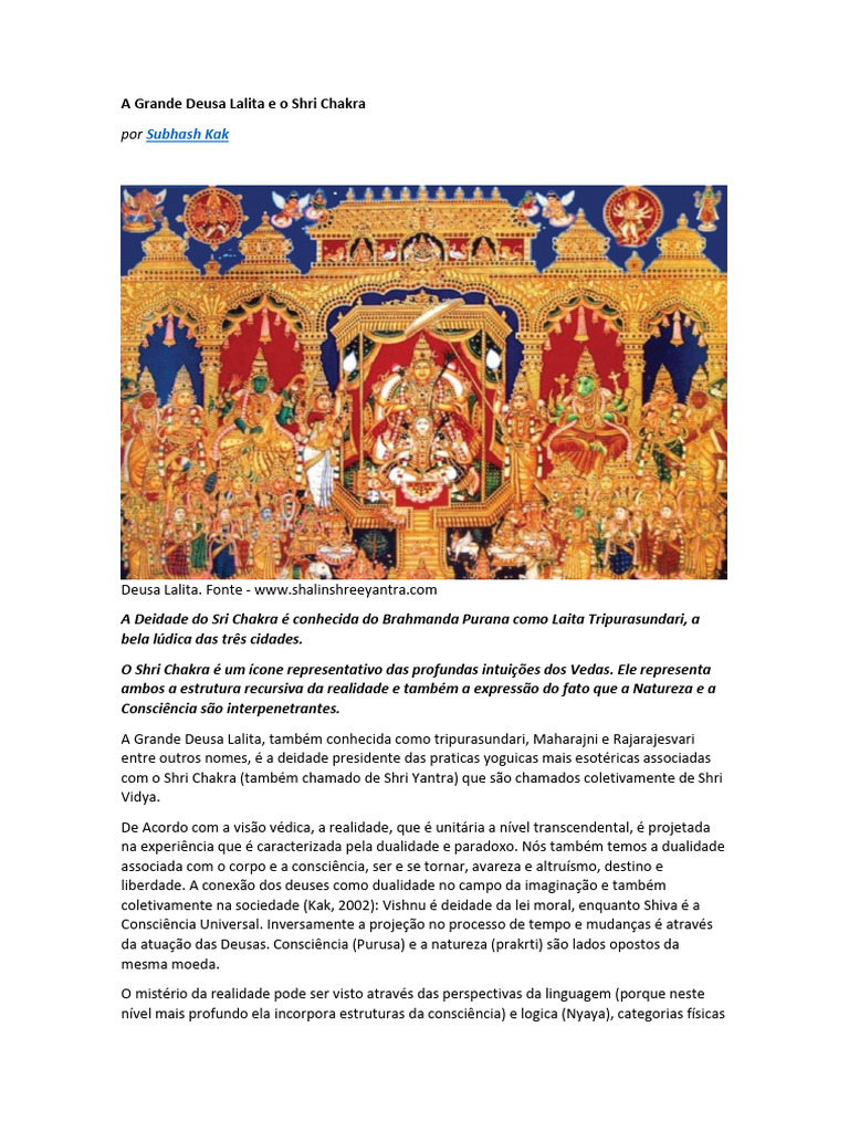 A Grande Deusa Lalita e o Shri Chakra | PDF | Devi | Tantra