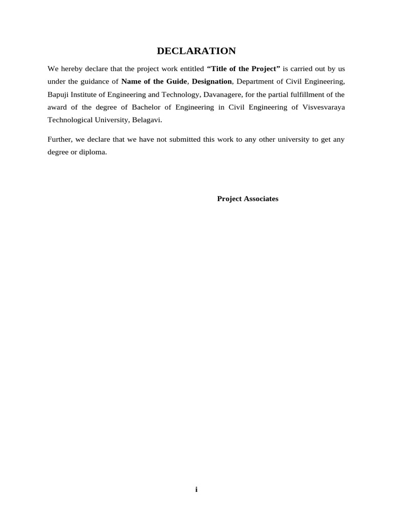 Declaration and Acknowledgement of Project | PDF