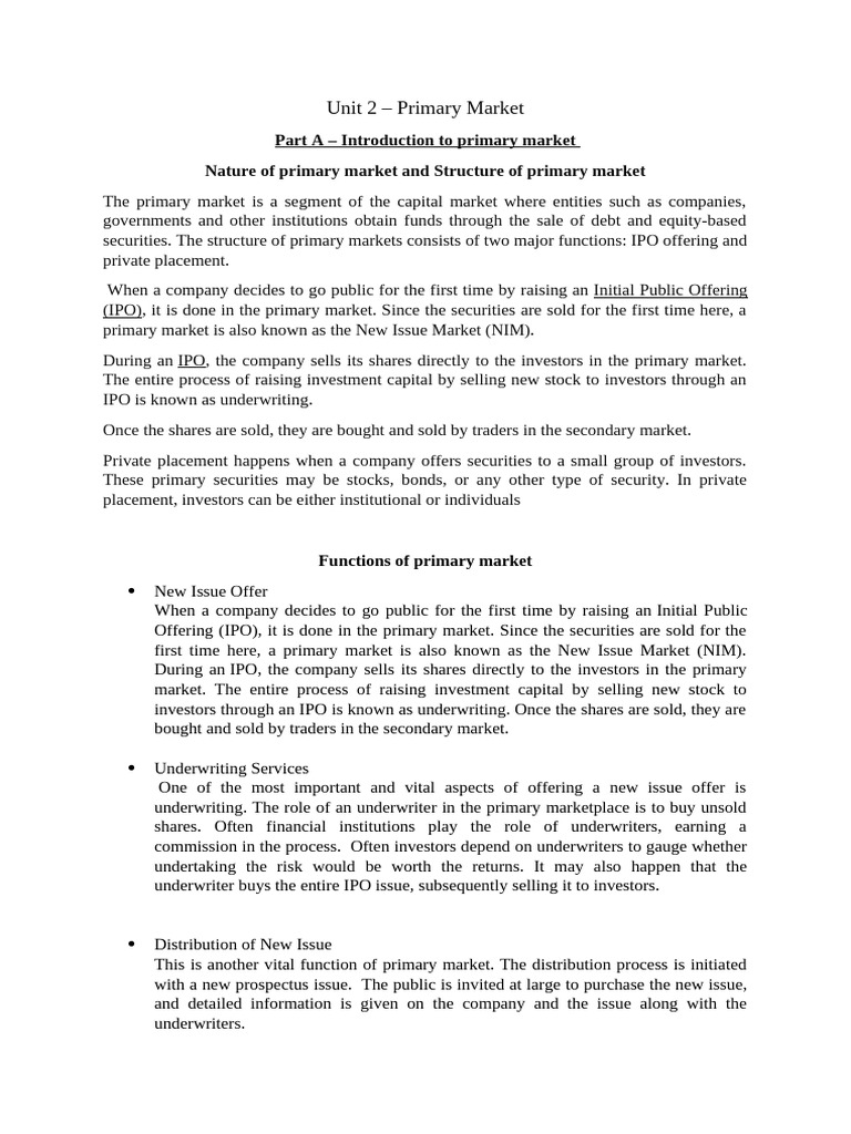 Understanding the Primary Market Basics | PDF | Initial Public Offering ...