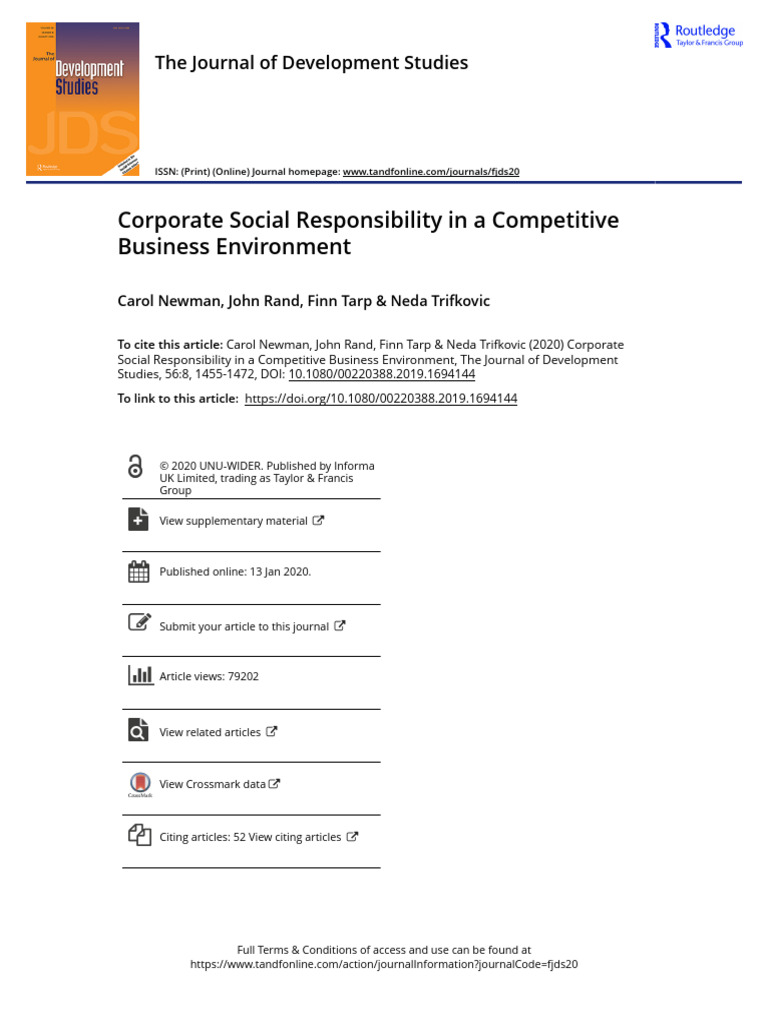 CSR Impact on Firm Productivity in Vietnam | PDF | Corporate Social ...