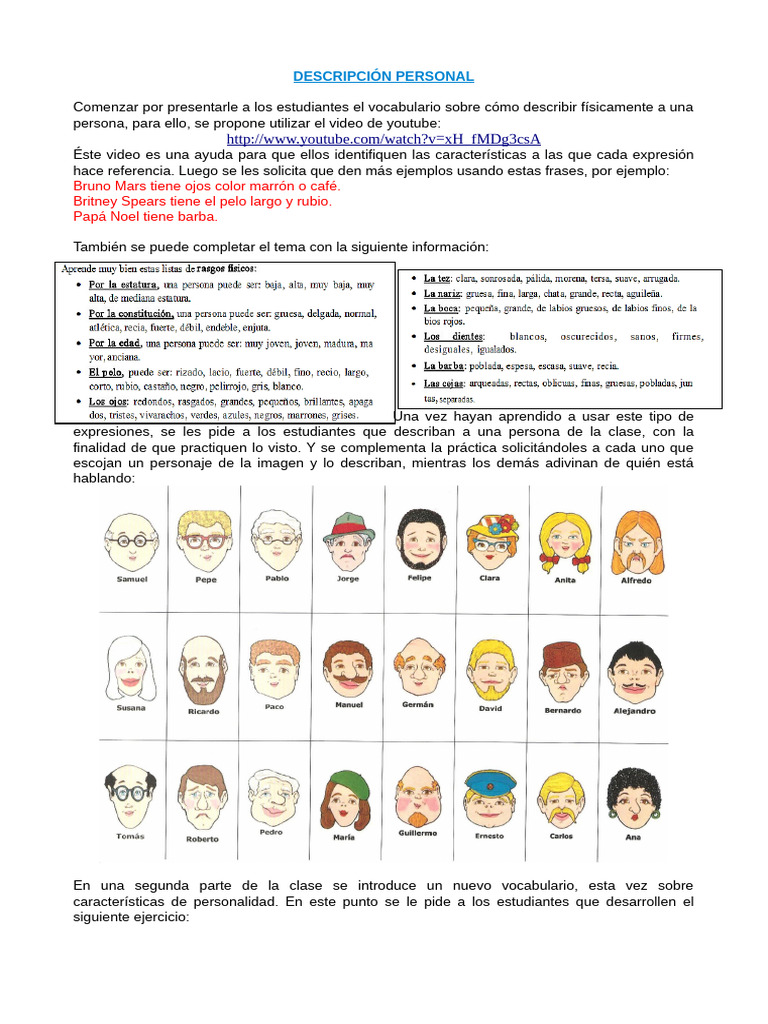 Guía para Descripciones Personales | PDF | Idiomas | Estudios de idiomas extranjeros