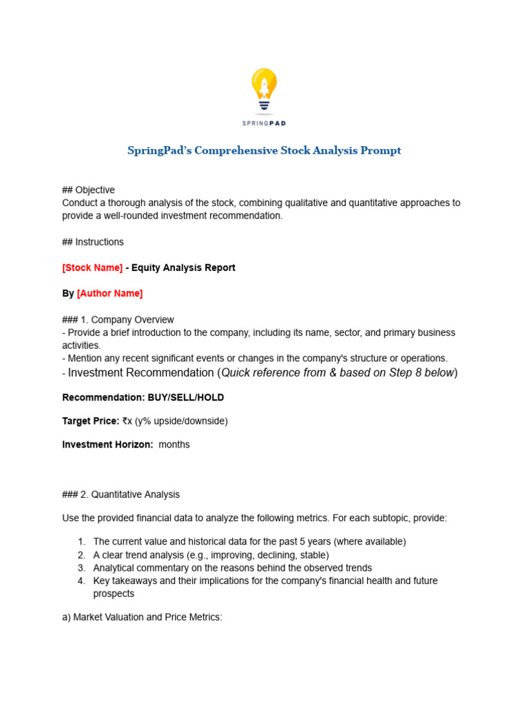 SpringPad Stock Analysis Framework | PDF | Investing | Dividend