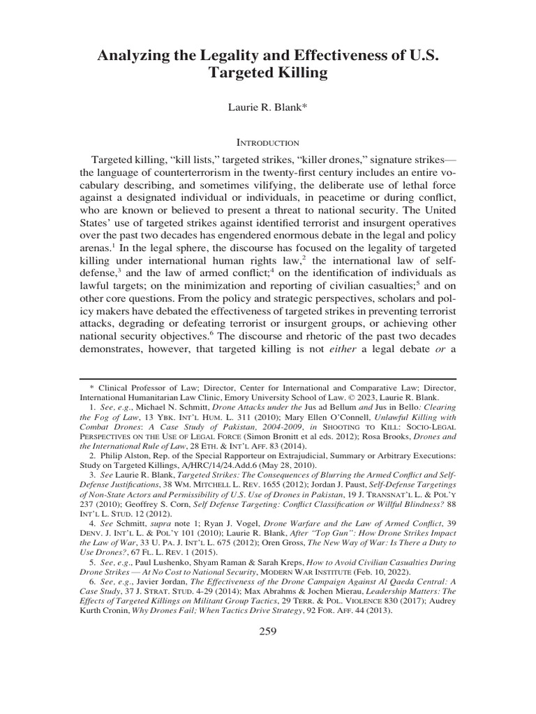Analyzing the Legality and Effectiveness of US Targeted Killing | PDF ...