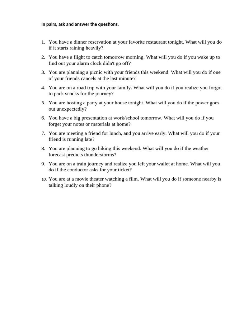 First Conditional Speaking - 156285 | PDF