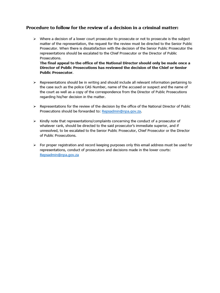 Review Procedure for Prosecution Decisions | PDF
