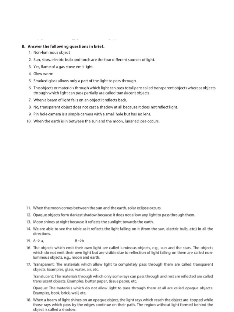Ch-8, Light, Shadow and Reflection | PDF