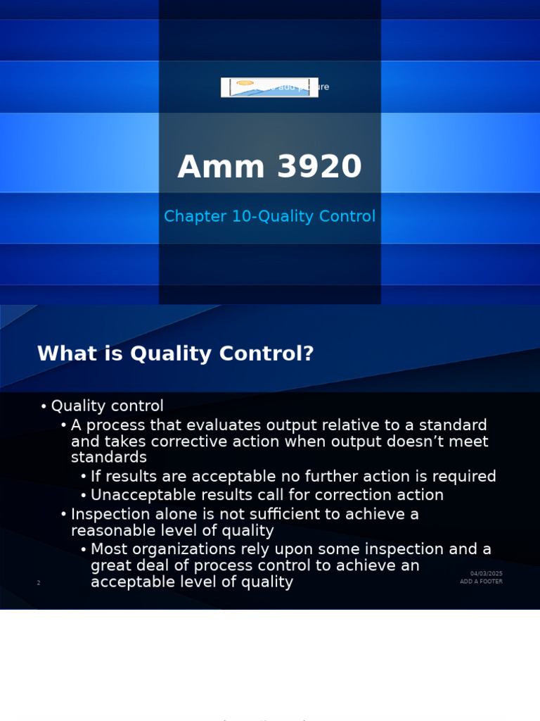 AMM 3920 M10 Quality Control | PDF | Type I And Type Ii Errors ...