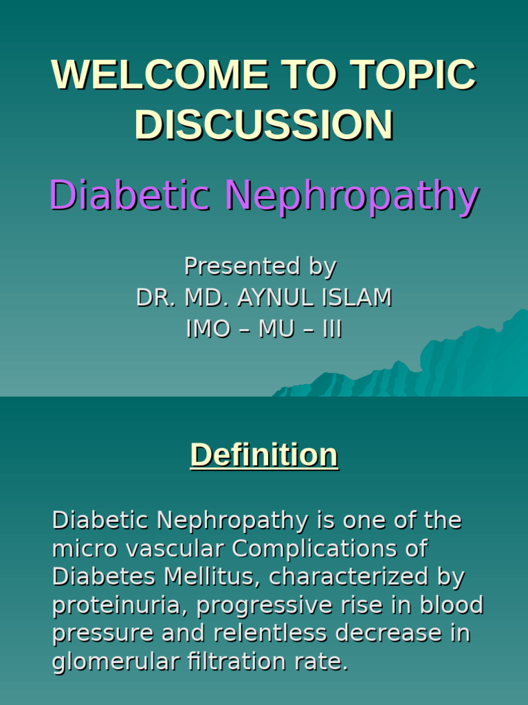 Diabetic Nephropathy Overview and Management | PDF | Kidney | Diabetes