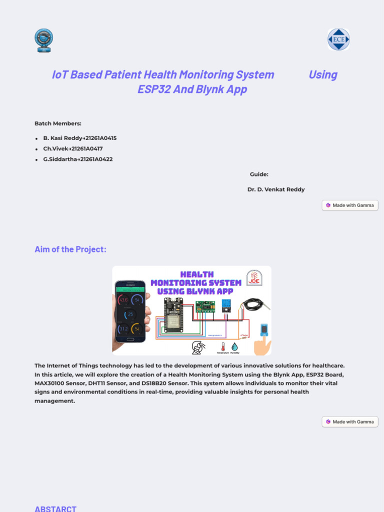 Patient Health Monitoring System Using ESP32 and Blynk App | PDF ...