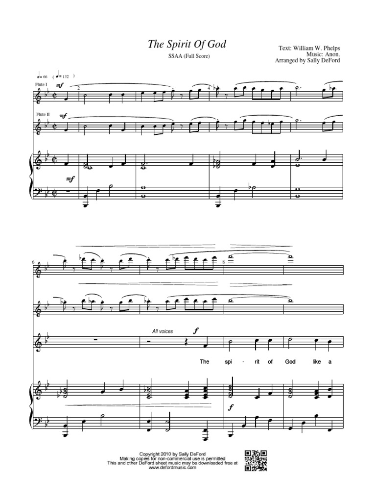 The Spirit of God Ssaa Full Score | PDF