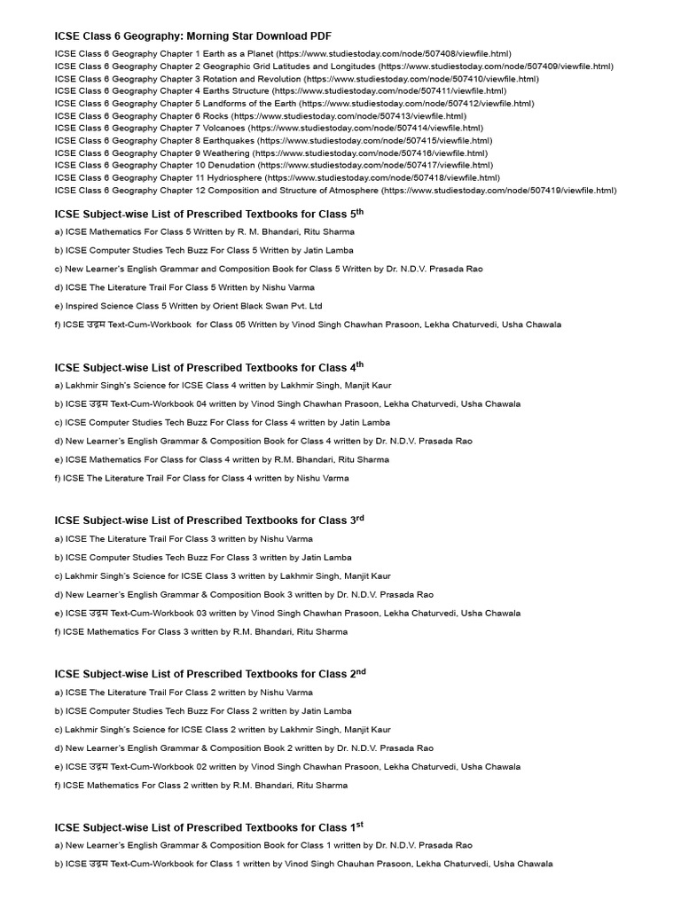 ICSE Class 6 Geography PDF Download | PDF | Geography | Textbook