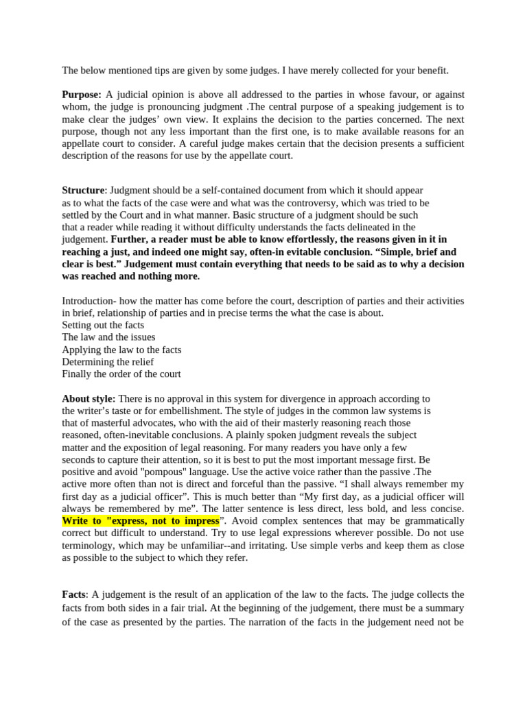 Writing Effective Judgments in Law | PDF | Judgment (Law) | Judiciaries