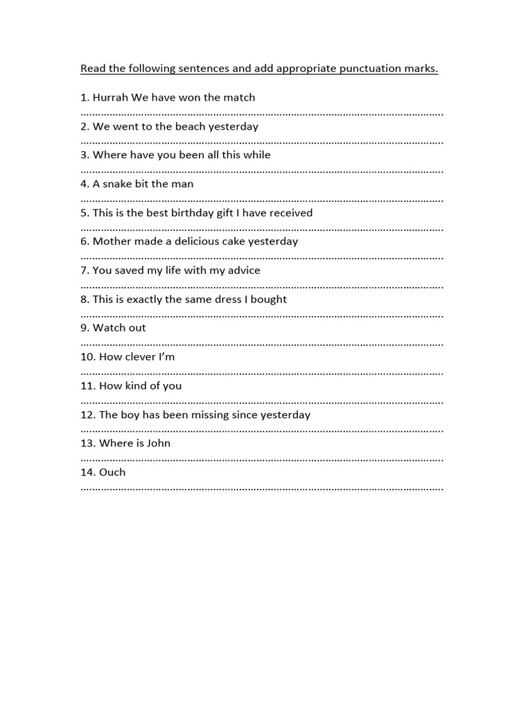 Punctuation and Pluralization Exercises | PDF