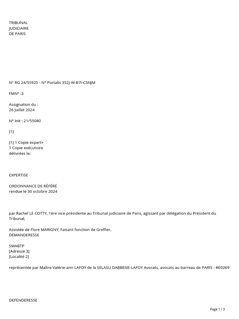 Ordonnance de référé du Tribunal de Paris | PDF | Greffier | Loi publique