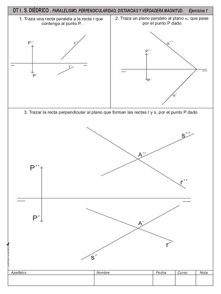 Ejercicios de Perpendicularidad y Paralelismo | PDF | Perpendicular ...