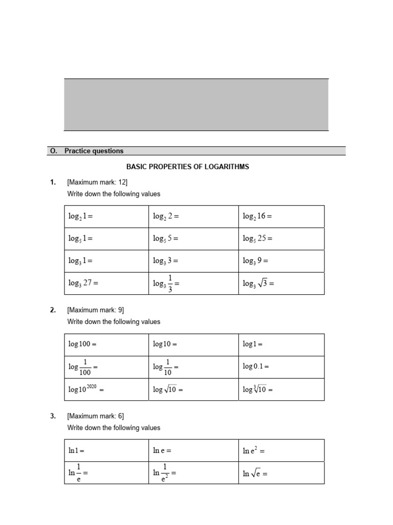 Math-AA 2.9 LOGARITHMS Eco | PDF | Logarithm | Discrete Mathematics