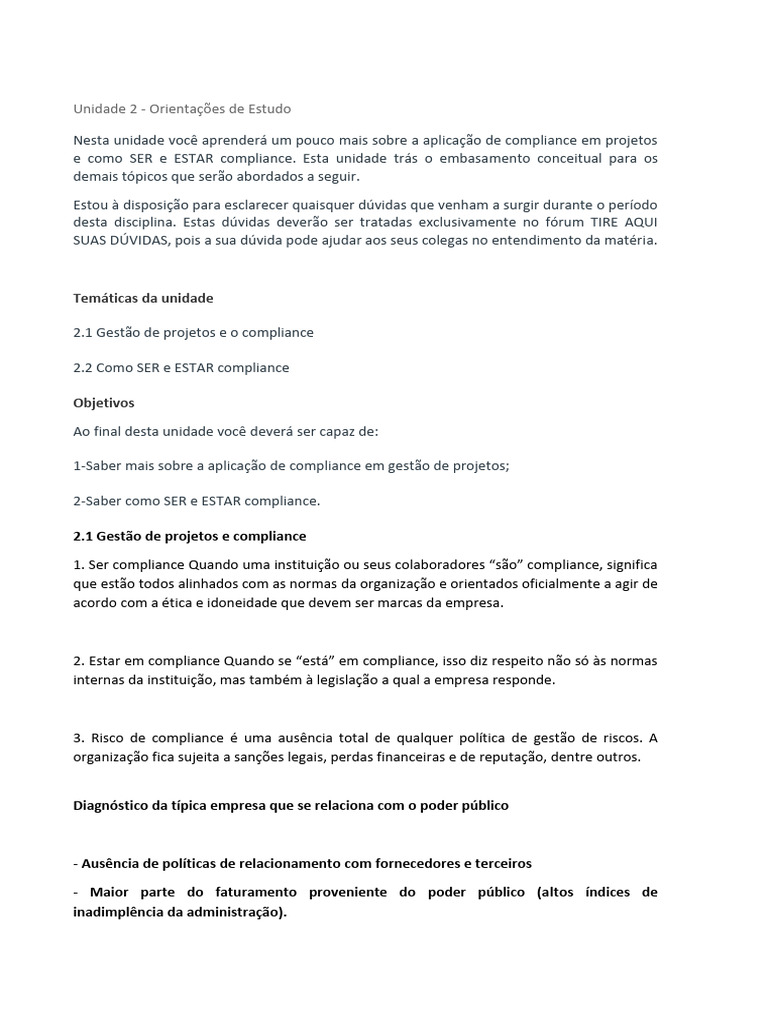 Compliance em Gestão de Projetos: Guia Prático | PDF | Conformidade ...