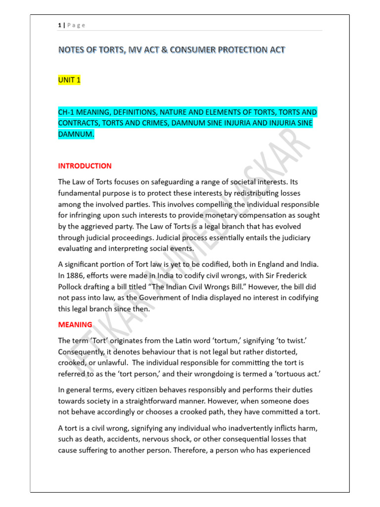 Understanding the Law of Torts | PDF | Tort | Damages