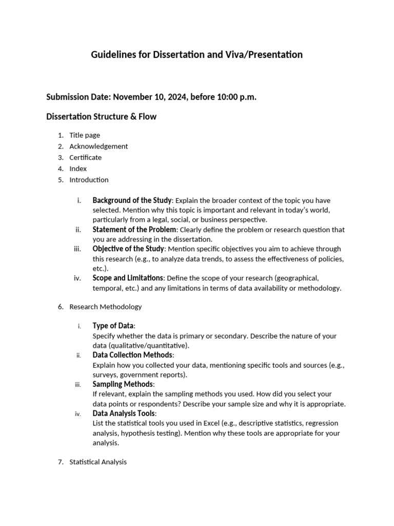 Dissertation Submission Guidelines | PDF | Statistics | Data