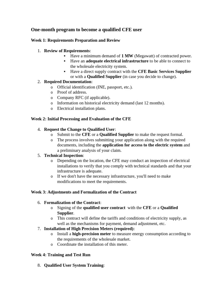 CFE User Qualification Guide: One Month | PDF | Infrastructure