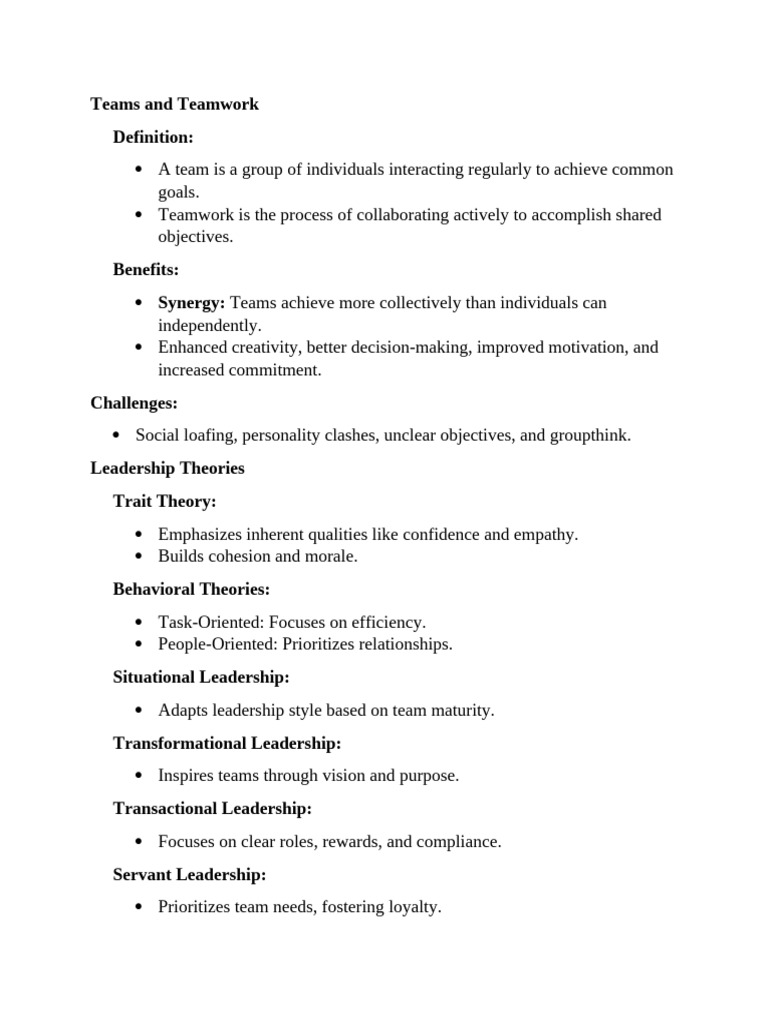 Effective Teamwork and Leadership Strategies | PDF