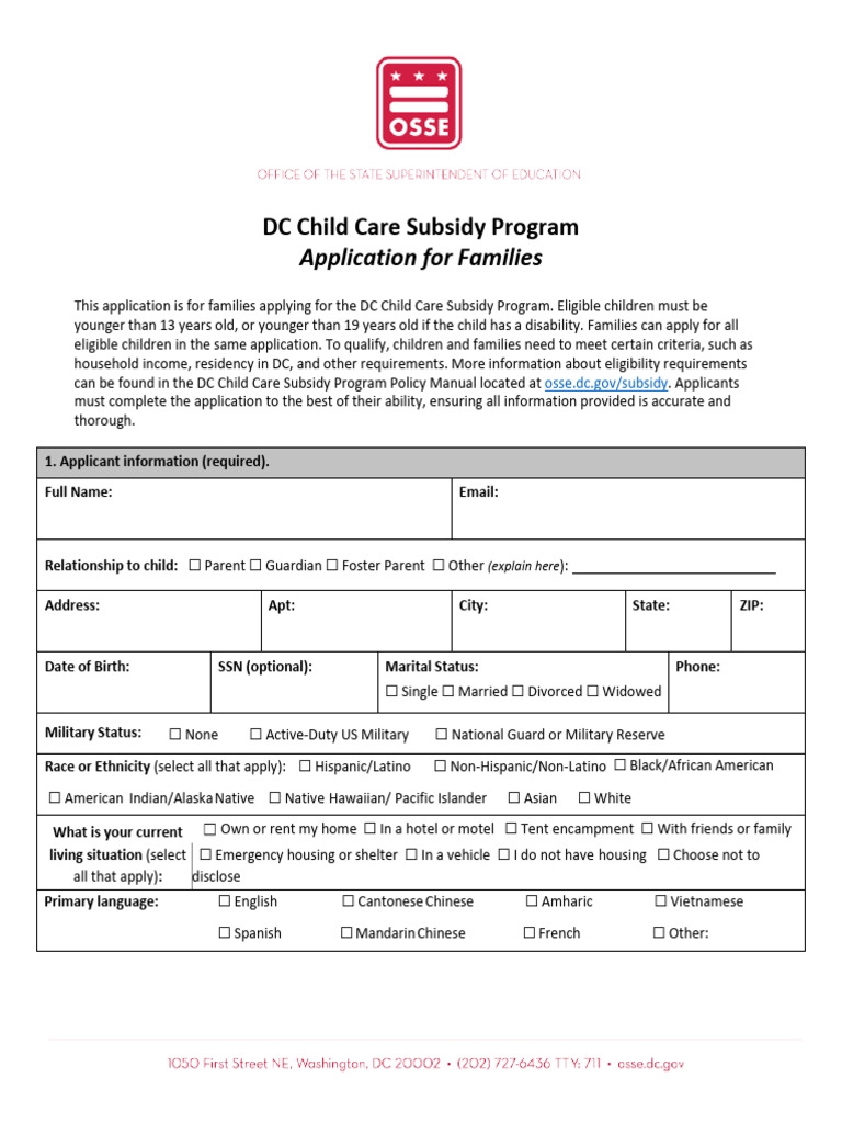 DC Child Care Subsidy Application Guide | PDF | Race And Ethnicity In ...