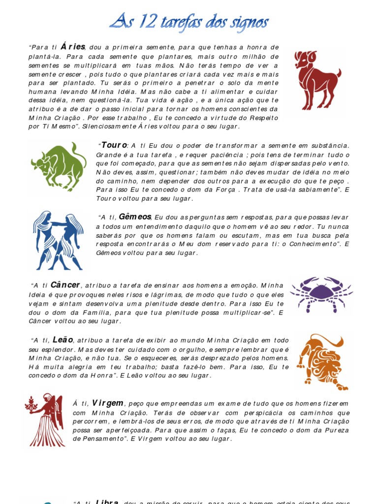 Significados dos Signos do Zodíaco | PDF | Amor | Natureza