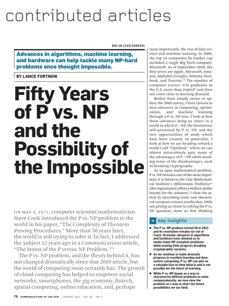 P vs NP: Advances and Future Insights | PDF | Quantum Computing ...
