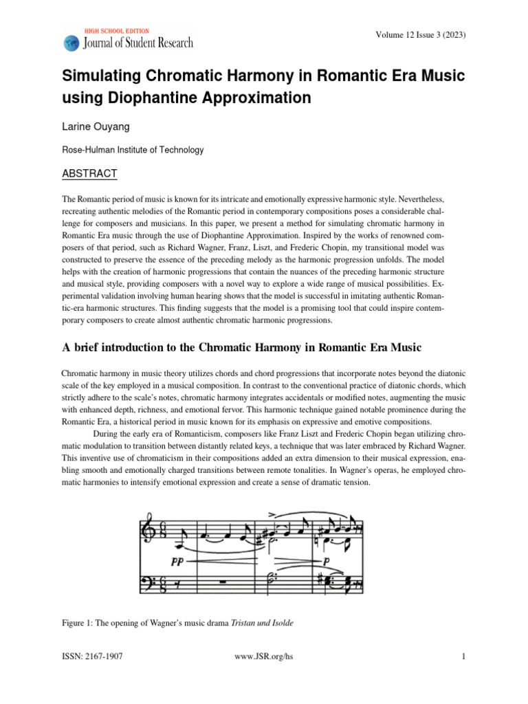 Simulating Romantic Era Chromatic Harmony | PDF | Harmony | Interval ...