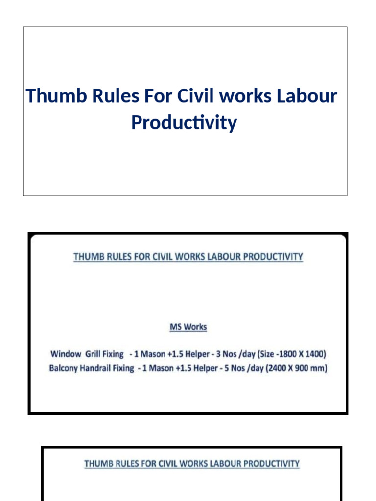 Thumb Rule - Civil | PDF